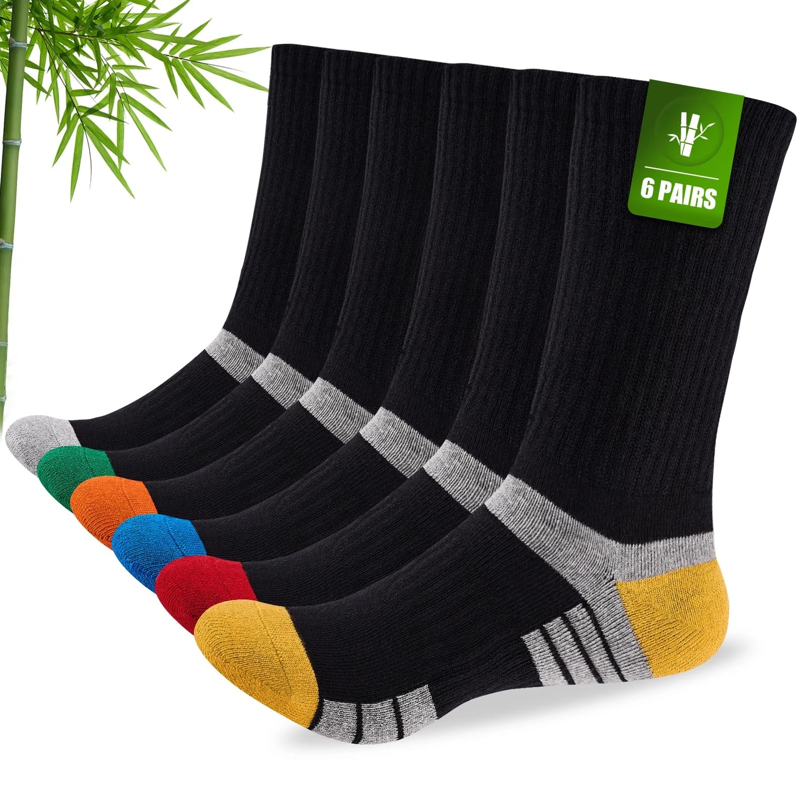 Stoeury Mens Bamboo Socks Wicking Breathable Cushioned Sports Socks for Hiking