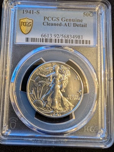 1941-S Walking Liberty Half Dollar, Graded, AU Detail