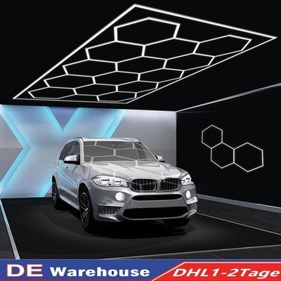 14X Hexagon LED Lampe Werkstatt Garage Wand Decken Leuchte Waben Beleuchtung .