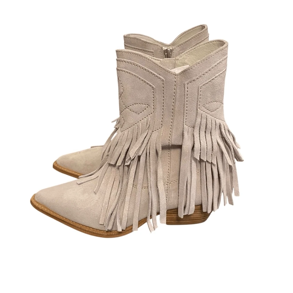 Botas vaqueras Free People Lawless Bone gamuza cuero flecos 37,5 o 7,5 NUEVAS Foto 4 de 4