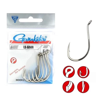 Gamakatsu LS-5314N Hooks Nickel | Super scharfe Einzel Haken 10/0 bis #14 Öhr