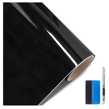 Auto Folie Schwarz 50cm x 152cm Vinyl Blasenfrei Luftkanäle 3D Fahrzeugfolie