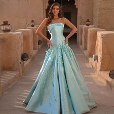 Modern A-line Evening Dress with Appliques Sleeveless Rhinestone Prom Party Gown