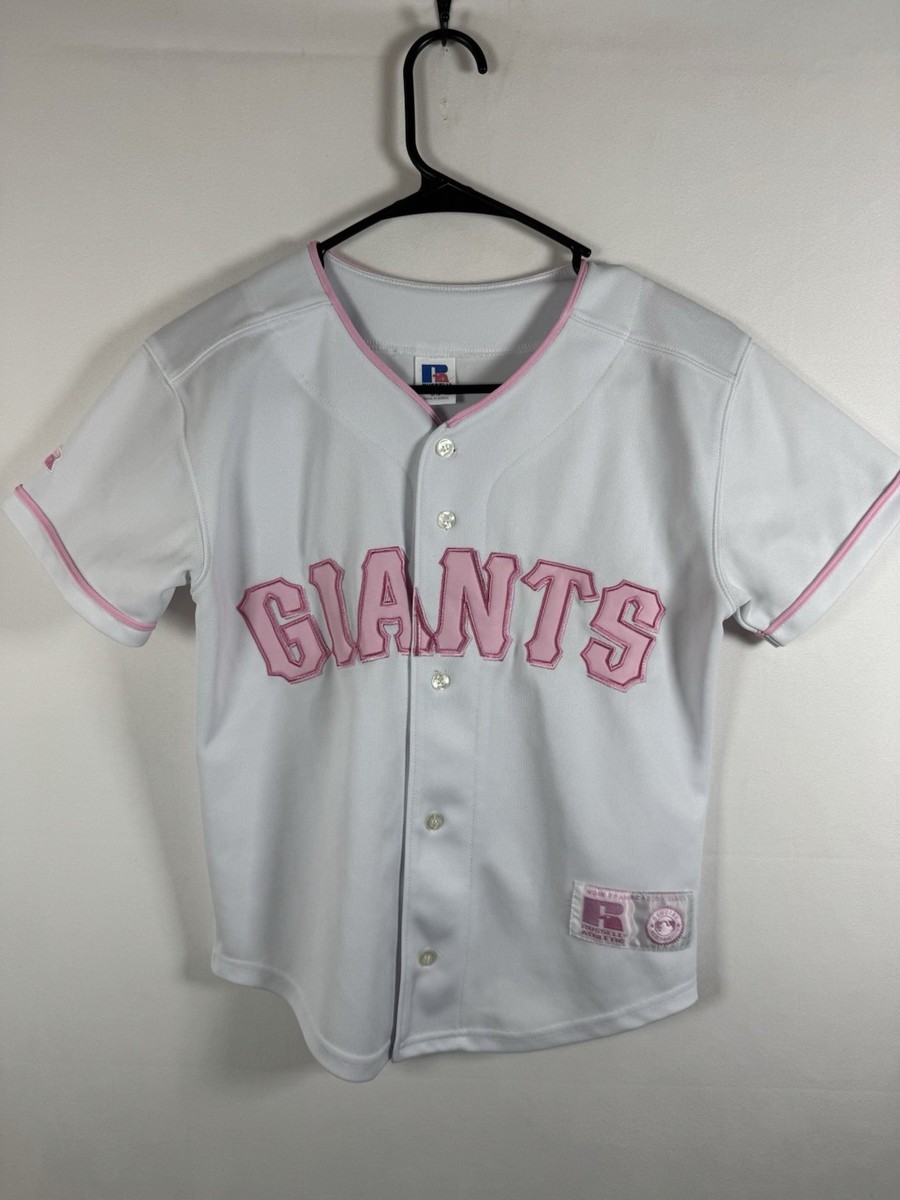 San Francisco SF Giants Pink Russell MLB Jersey Girls Size Medium 8/10
