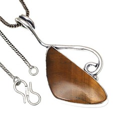 Anhänger Tigerauge Edelstein Valentinstag ethnischer Silberschmuck 2,25 Zoll