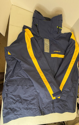 Henri Lloyd TP1 Sailing Jacket 2XL Mens Hard Shell Waterproof Hood Blue Yellow