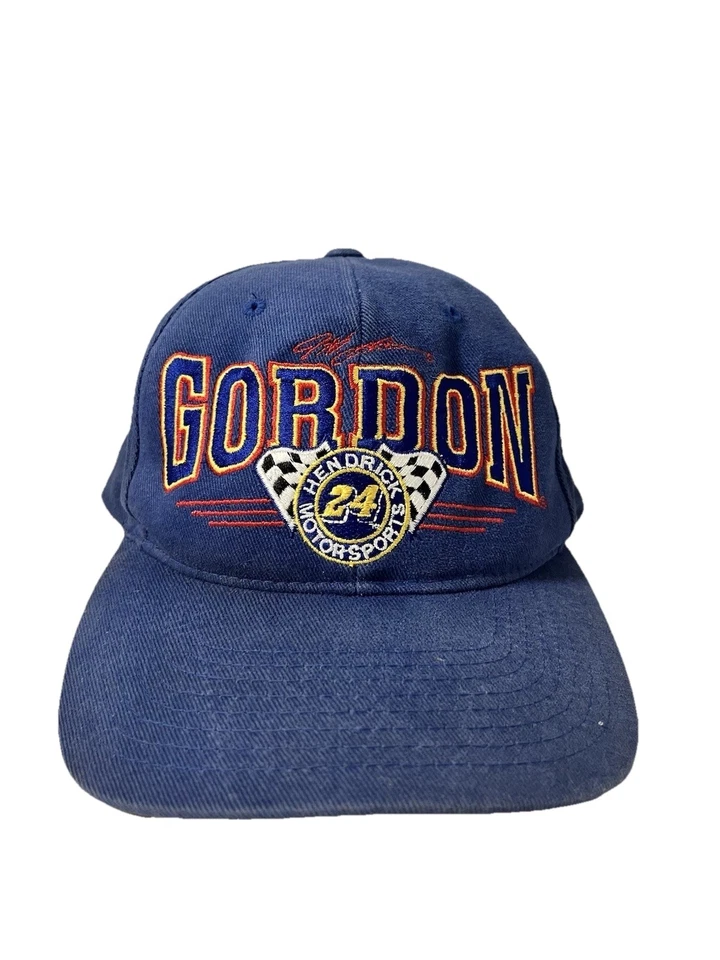 Vintage 90s Y2K Jeff Gordon SnapBack Blue Trucker Hat NASCAR #24 Nutmeg Racing — 第 2/4 张图片