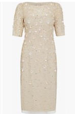 Adrianna Papell Women's Floral Beaded Sheath Special Occasion Dress Size 6 EUC