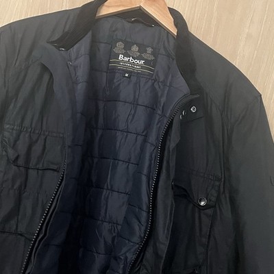 Barbour International Westfield Wachsjacke Herren Medium M schwarz leicht