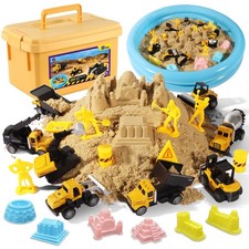 Play Construction Sand Kit,2.2lbs Magic Sand,8 Alloy Construction Vehicles,1 ...