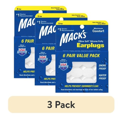 #ad Mack#x27;s Pillow Soft Silicone Earplug Noise Reduction Snore Proof 6 Pairs 3 Pack $12.29