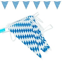 10 M Wimpelkette Girlande Bavaria Bayern Raute Oktoberfest Bayrisch Blau Weiß