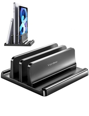 Vaydeer Vertical Laptop Stand for Desk, Dual Slots Plastic Laptop Holder
