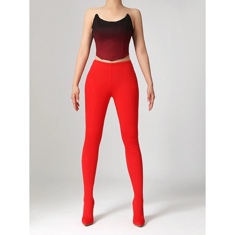 Damas Pantalones Elásticos Moda Botas Tacón Alto Punta Punta Estampado Leopardo Botas Foto 3 de 4