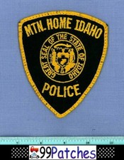 MOUNTAIN HOME (Old Vintage) IDAHO Police Patch CHEESECLOTH STATE SEAL 8B