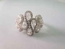 VINTAGE DESIGNER STERLING SILVER CUBIC ZIRCONIA STONE BAND RING