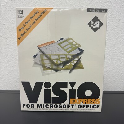 Visio Express Microsoft Office 1992-1994 Shapeware Windows 3.1 Word Excel PPT