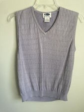 Haley Women's Golf Sweater Vest Medium Lavender Knit Spun Silk Cotton Ribbed