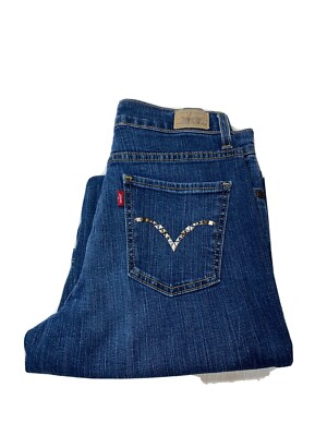 Levis 512 Perfectly Slimming Bootcut Jeans 8M (26.5x28.5)Medium Wash Embellished