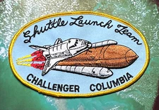SPACE SHUTTLE LAUNCH TEAM COLUMBIA & CHALLENGER VINTAGE OVAL CLOTH BACK PATCH