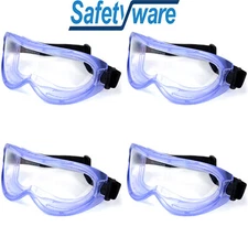 4x Safetyware Eye Protection Clear Anti Fog Lab Safety Work Goggles Glasses Bulk