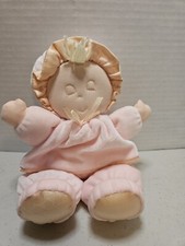 Vintage So Soft EDEN Lovey Sleepy Eyes Blonde Baby Doll Velour Pink Plush Satin