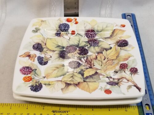 Italian Ceramics Company Mediterraneo 8 1/4" Square Plates Berries ICC Set of 2 - Picture 1 of 3