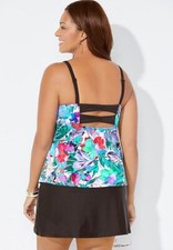  159 NWT Swimsuits For All Faux Flyaway Underwire Tankini Top Sold Out Size 16