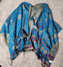 Wantdo Womens Tassel Tashmina Shawl Wrap Bohemia Cardigan One Size Blue Color