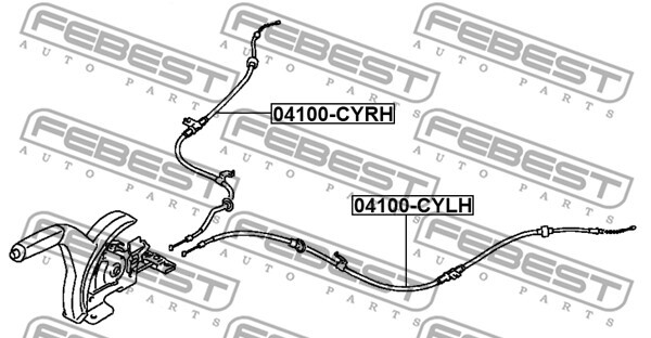 04100-CYRH FEBEST Cable, parking brake for MITSUBISHI