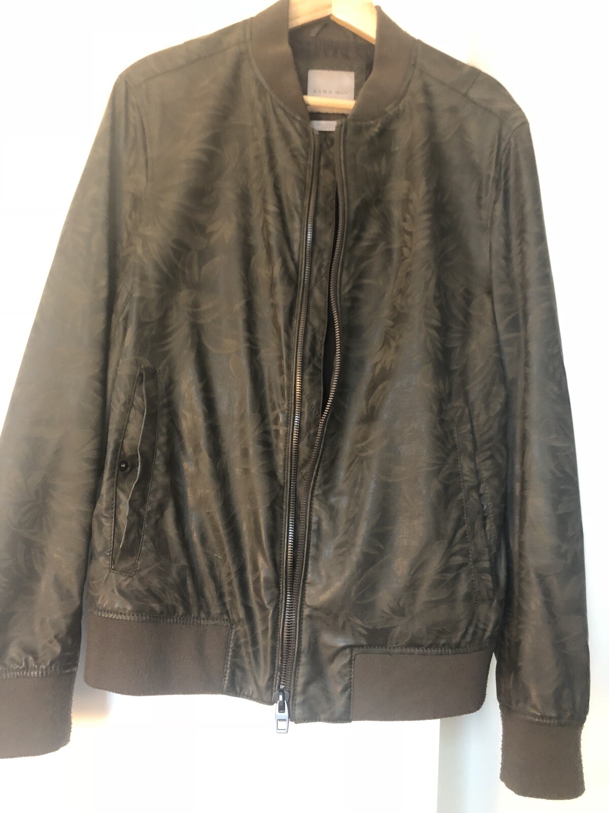 Zara Basic Bomber Jacket w/Print(leather like) Si… - image 3