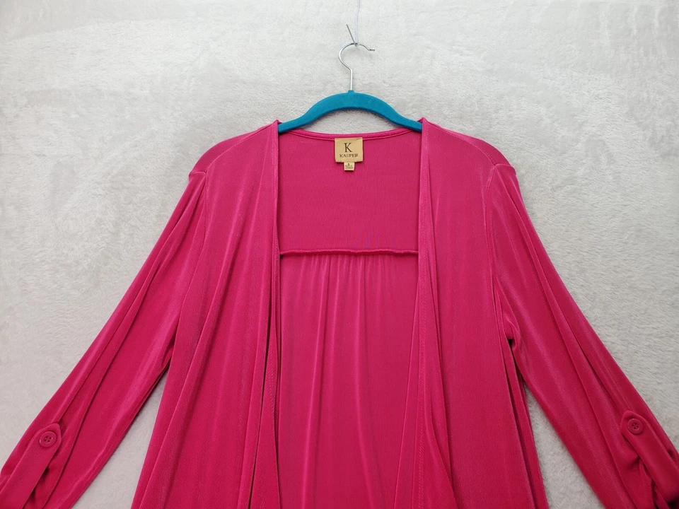 Kasper кардиган свитер женщин размер средний розовый длинный рулон вкладка рукав открытый передний - Изображение 4 из 4