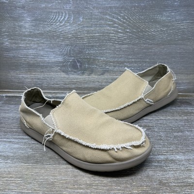 Crocs Santa Cruz Khaki Brown Canvas Slip On Loafers Casual - Main Image