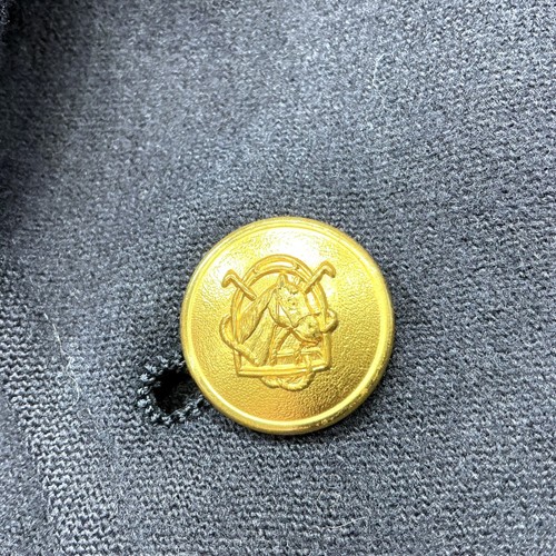 VTG 44R Chaps Ralph Lauren Navy Brushed Flannel Wl Gold Horse Pony Button Blazer - Picture 19 of 21