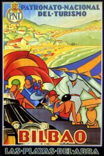 BILBAO LAS PLAYAS DEL ABRA BEACHES SPAIN TOURISM SUMMER VINTAGE POSTER REPRO