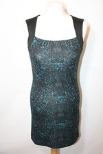 BNWOT SIZE 8 BLACK & TEAL STRETCHY BODYCON DRESS BY ONLY     3596