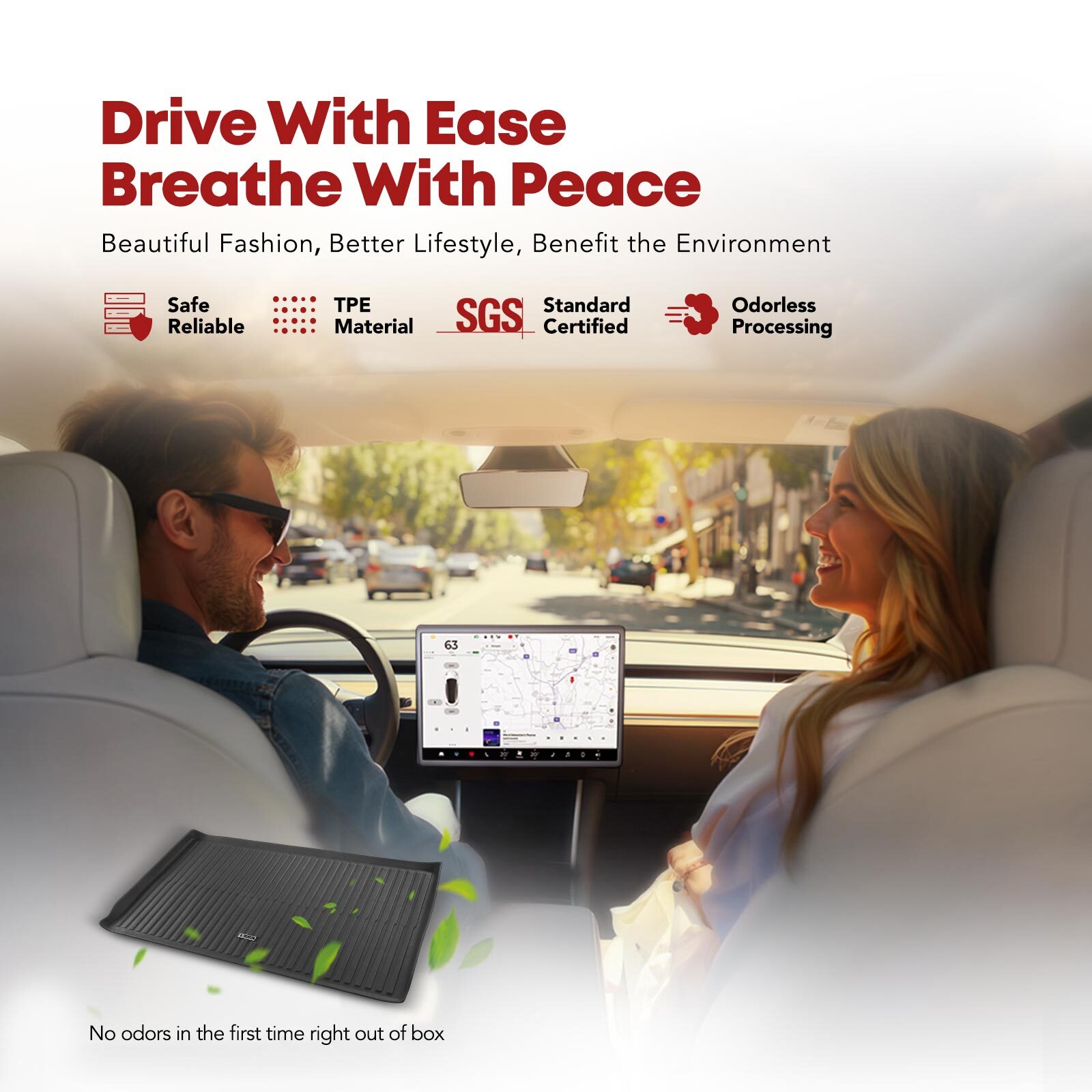 Rear Trunk Black Cargo Liner for Ford Expedition Lincoln Navigator 2007-2017 TPE