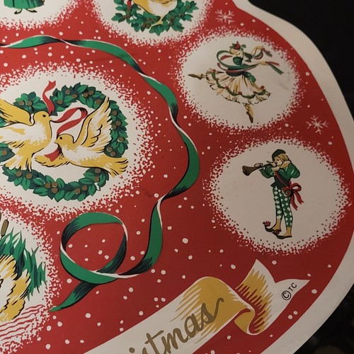 Vintage Vinyl Placemats 12 Days of Christmas Set of 4 Red Holiday Retro Decor - Picture 5 of 9