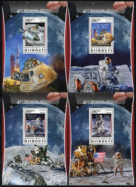 Gibuti 17 Il Apollo Missioni Set Di Quattro Souvenir Fogli Come Nuovo Mai Con Ebay