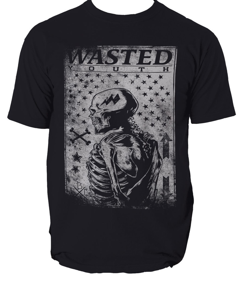 Wasted Youth t shirt skull vintage cool S-3XL | eBay