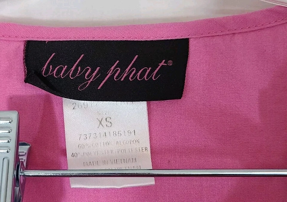 Blusa Médica Y2K BABY PHAT XS Rosa Negra Bolsillos para Gatos Caprichoso Enfermera Tecnología Dental Foto 3 de 4
