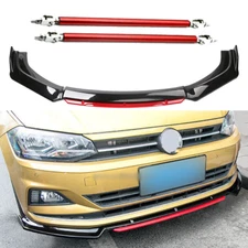 Front Bumper Lip Body Kit Splitter Spoiler Glossy Black Red For Volkswagen VW P