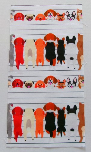 Fabric Cotton Pic C - Comic Dogs On Fence 11 3/8" L x 5 7/8" W Quilt Sew - Picture 3 of 3