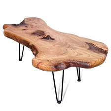 Natural Wood Edge Contemporary Coffee Cocktail Table Live Edge Coffee Tablelivin