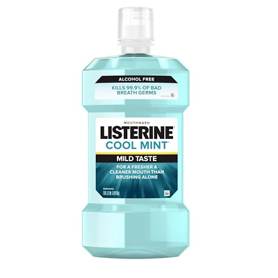 Cool Mint Alcohol Free Mouthwash, Oral Rinse to Kill 99.9% of Germs That Cause B