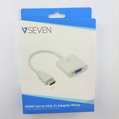Seven HDMI (m) To VGA (f) Adaptor White Full 1080p Resolution Brand New Sealed
