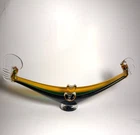 Vtg Art Glass Ashtray Gondola Boat Blue Green Amber Murano Style Handmade