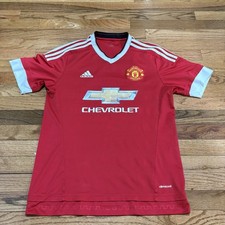 adidas Manchester United Soccer Jersey Red/White Chevrolet Logo Size S