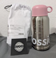 New Glossier 16 oz. Classic Tumbler Thermos Holiday Exclusive Pink/Silver Rare!