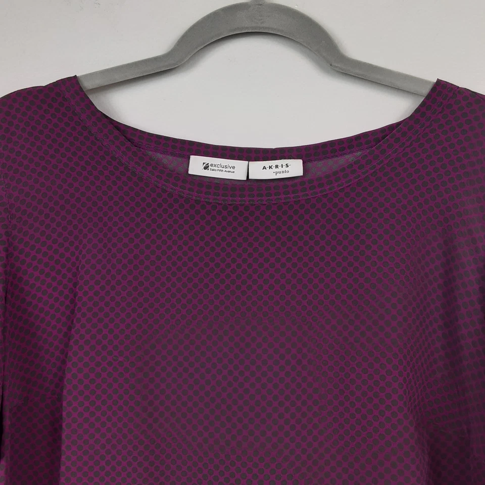 Blusa de seda morera a lunares exclusiva de AKRIS Punto Saks Fifth Avenue talla 12 Foto 2 de 4
